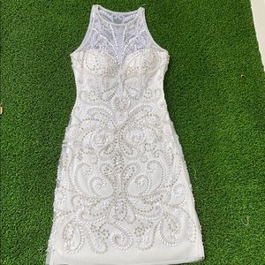 Jovani beaded crew neck sleeveless evening dress